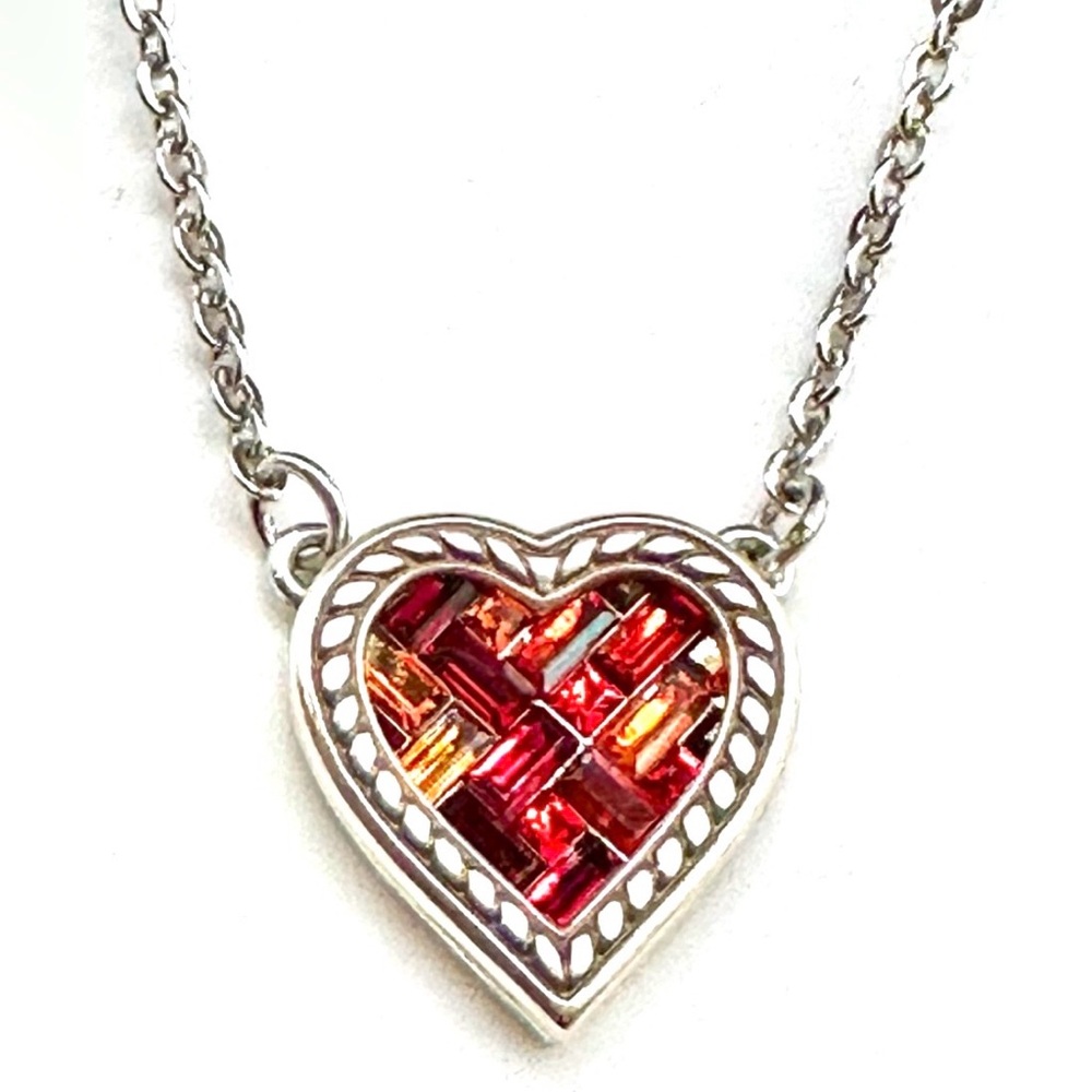 Brighton Silver Necklace With Red/Gold Mosaic Crystals